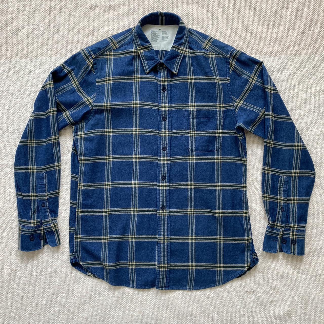 无印良品法兰绒格纹衬衫 男 蓝格 XL